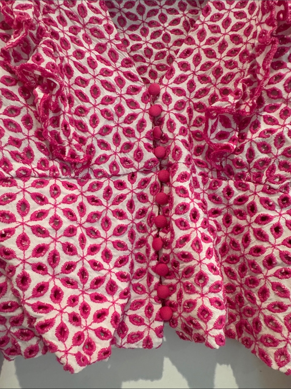 Bardot Pink Patterned Ruffle V-Neck Top - Picture 4 of 5